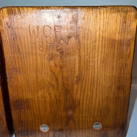 Vintage brass eagle Handmade Carved wooden bookends Signed WCF 1973 - Picture 6 of 10